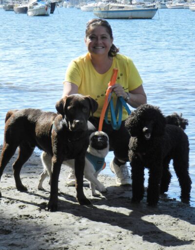 Me with dogs at beach